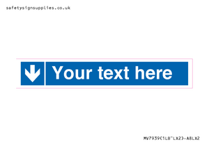 Custom Mandatory directional sign, blue arrow down